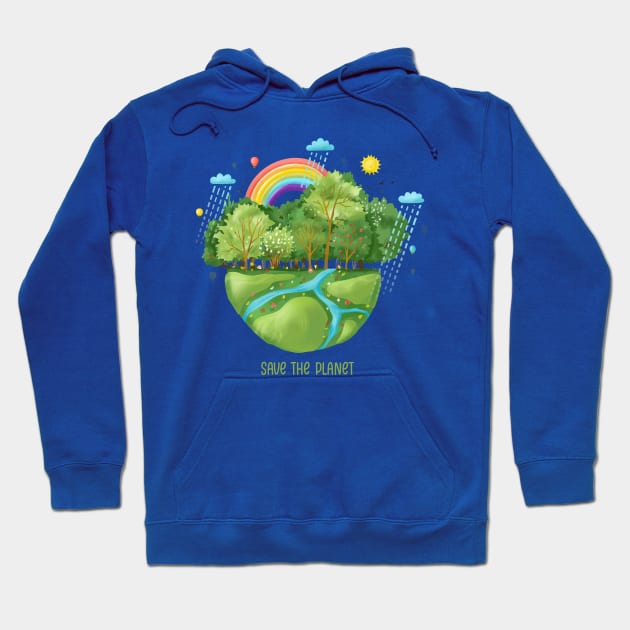 Save The Planet Illustration Hoodie by Mako Design 